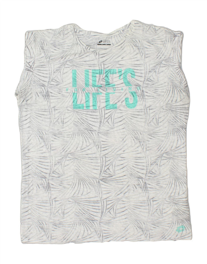 LOTTO Womens Graphic Vest Top UK 16 Large Grey Polyester | Vintage Lotto | Thrift | Second-Hand Lotto | Used Clothing | Messina Hembry 