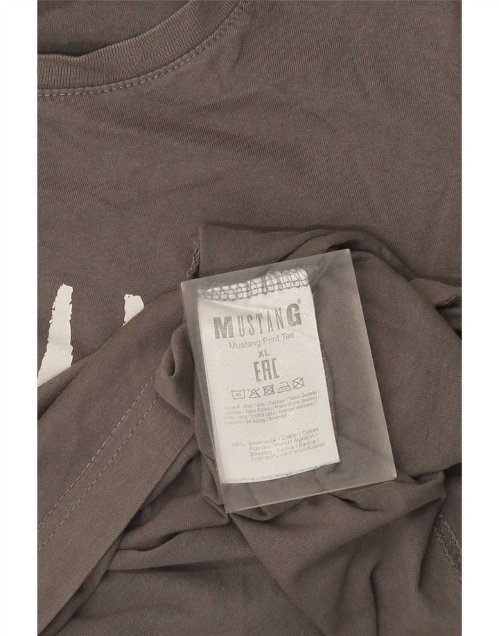 Mustang Herren-T-Shirt mit Grafik, XL, graue Baumwolle