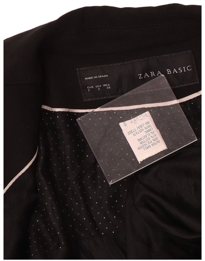 Zara Damen 1-Knopf-Blazerjacke UK 10 Small Schwarz Polyester