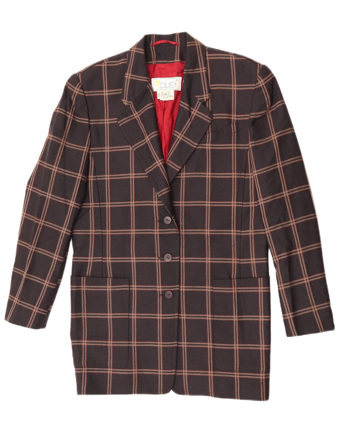 Laurel Damen Longline 3-Knopf-Blazerjacke EU 40 Mittelbraun kariert