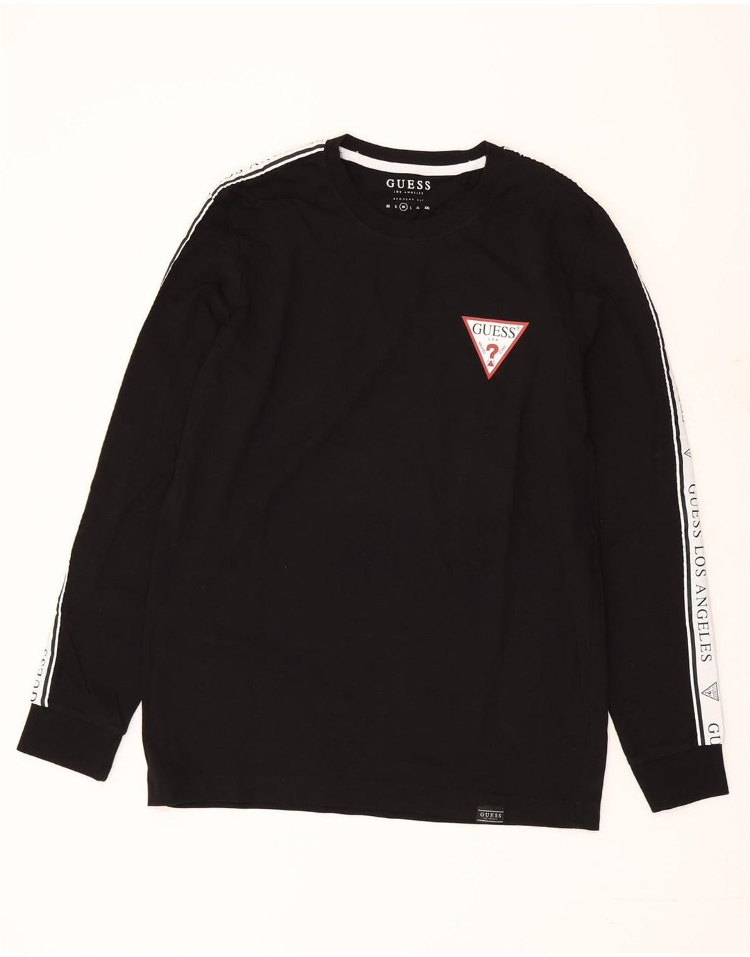 GUESS Herren-Grafik-Oberteil, langärmelig, mittelschwarz, Colourblock-Baumwolle