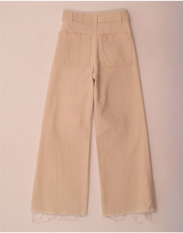 Zara Damen The Marine Loose Fit Straight Jeans EU 34 2XS W24 L27 Beige