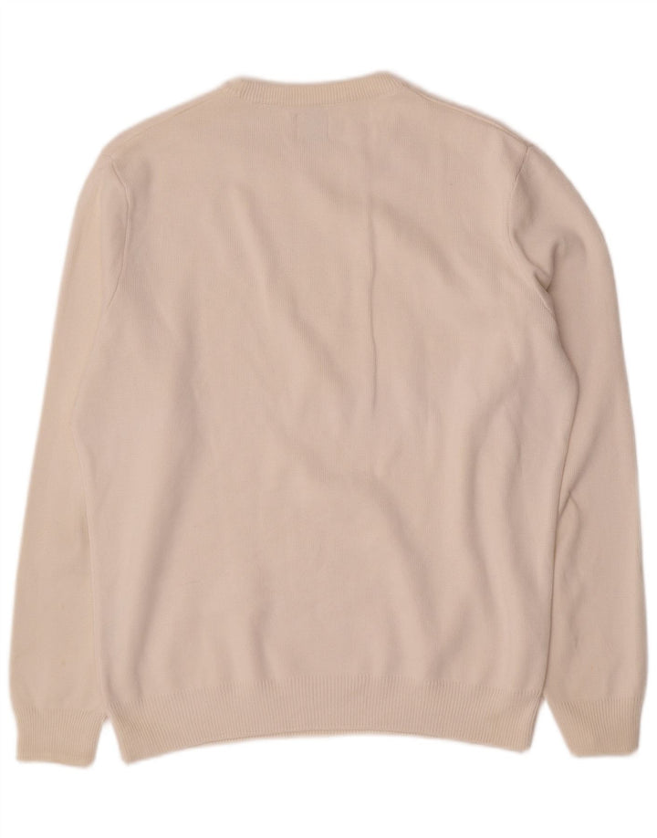 Zara Herren-Pullover mit Rundhalsausschnitt, mittlere, cremefarbene Baumwolle
