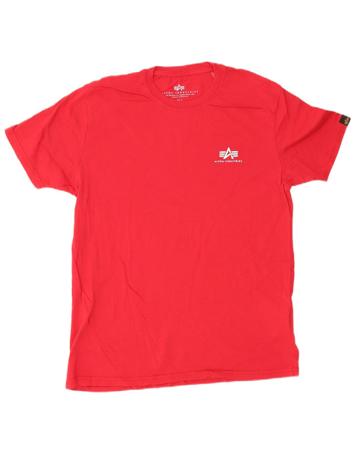 Alpha Industries Herren T-Shirt Top Mittelrote Baumwolle
