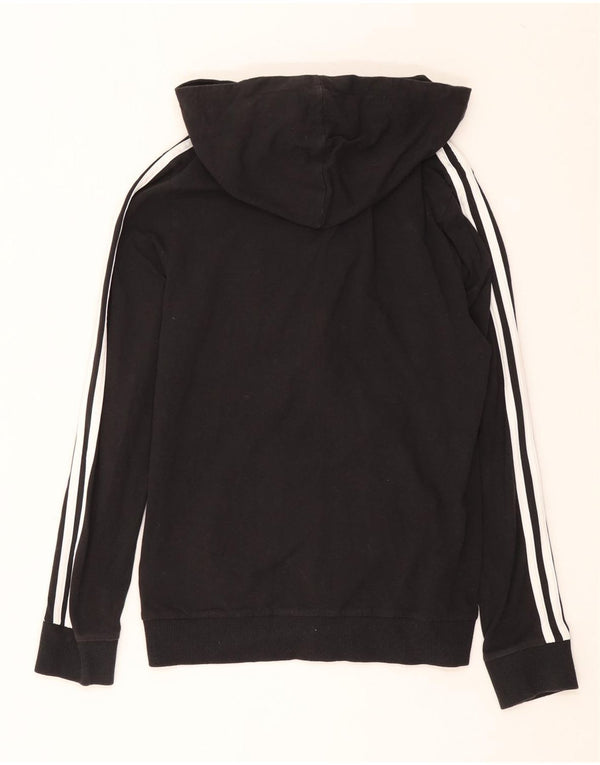 Adidas Damen Zip Hoodie Pullover UK 8/10 Small Schwarz Baumwolle