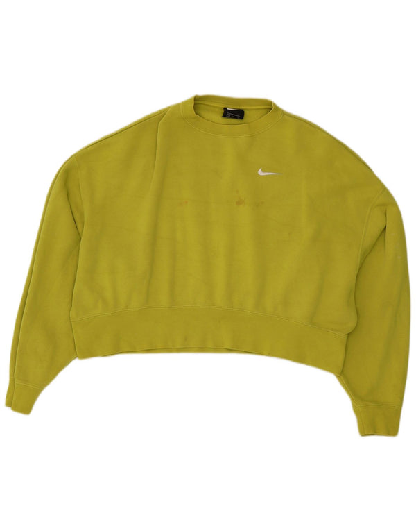 Nike Womens Crop Oversized Sweatshirt Pullover UK 10 Small Grüne Baumwolle