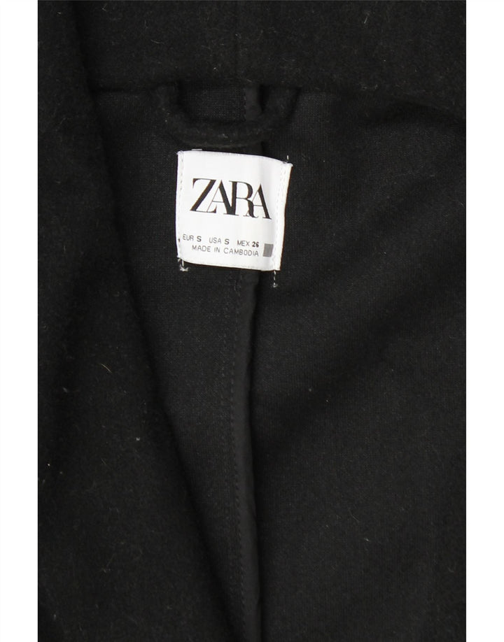Übergroßer zweireihiger Mantel mit Kapuze von Zara für Damen, Gr. 10, Größe S, Schwarz