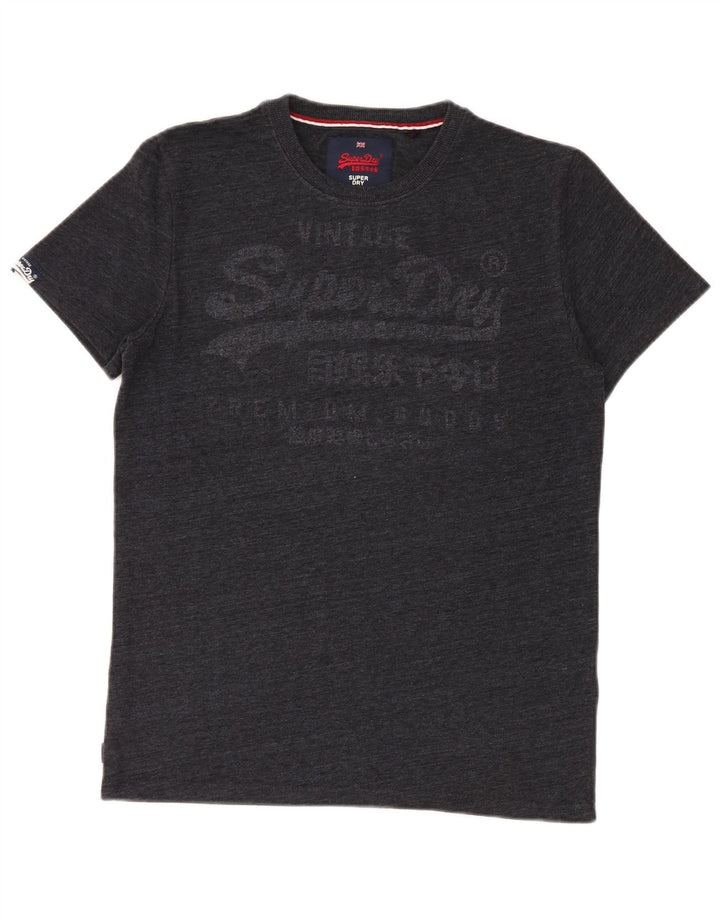 Superdry Herren-T-Shirt mit Grafik, Größe S, grau gesprenkelte Baumwolle