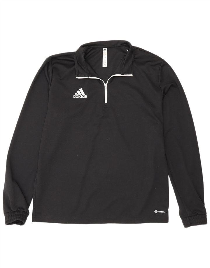 Adidas Herren-Oberteil mit Reißverschluss, langärmlig, groß, schwarz, Polyester, Sport