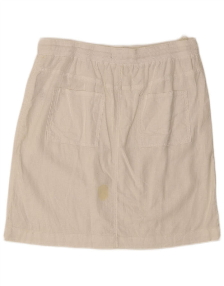 Marks & Spencer Damen gerader Rock UK 14 Large W32 Weißer Flachs