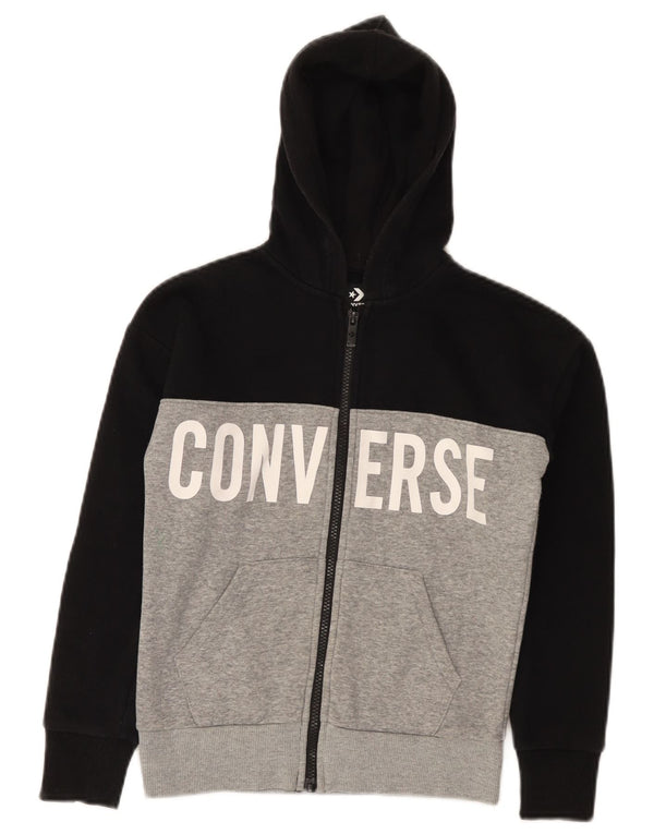 Converse Kapuzenpullover mit grafischem Reißverschluss für Jungen, 8–9 Jahre, Größe S, Schwarz, Farbblock