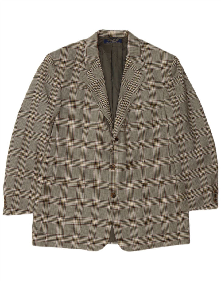Brooks Brothers Herren-Blazer mit 3 Knöpfen, IT 54 2XL, graue Wolle mit Hahnentrittmuster