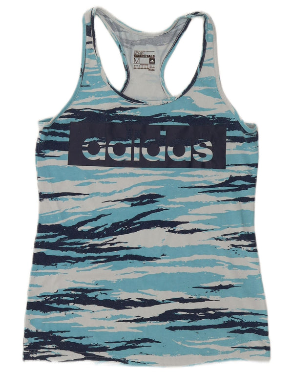 Adidas Damen Climalite Graphic Vest Top UK 12/14 Mittelblaue Tarnung