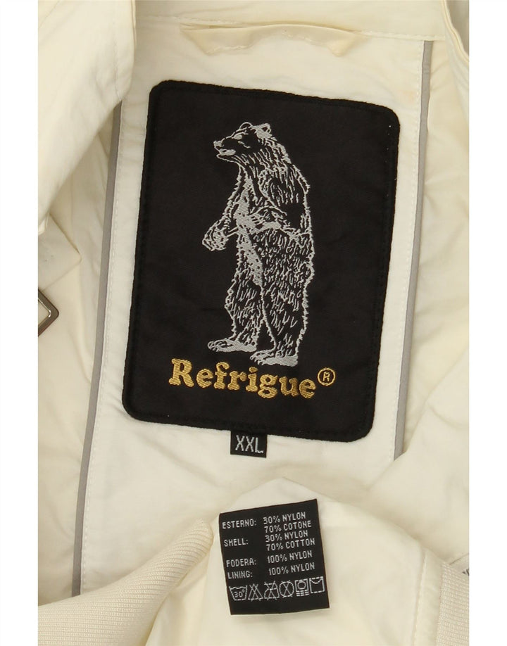 REFRIGUE Herren Bomberjacke UK 44 2XL Off White Baumwolle
