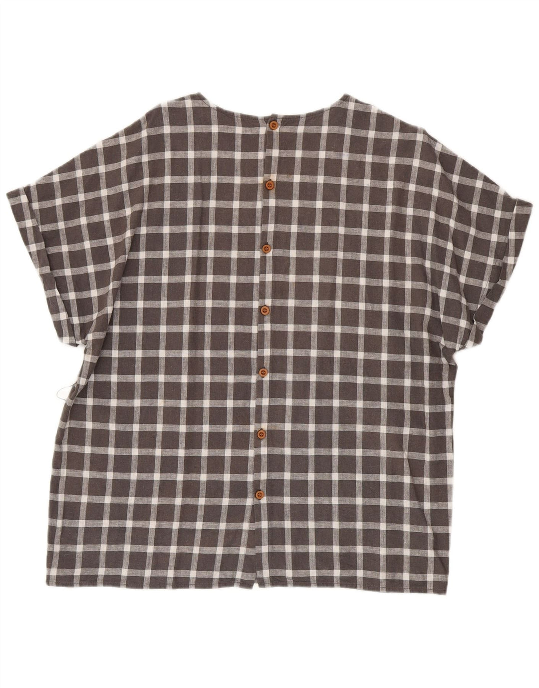 Zara Damen Kurzarm-Oversize-Hemdbluse, UK 14, mittelgrau kariert