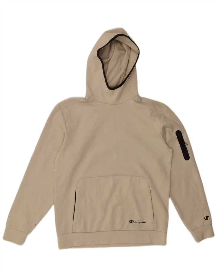 CHAMPION Herren-Kapuzenpullover, Größe S, cremefarbene Baumwolle