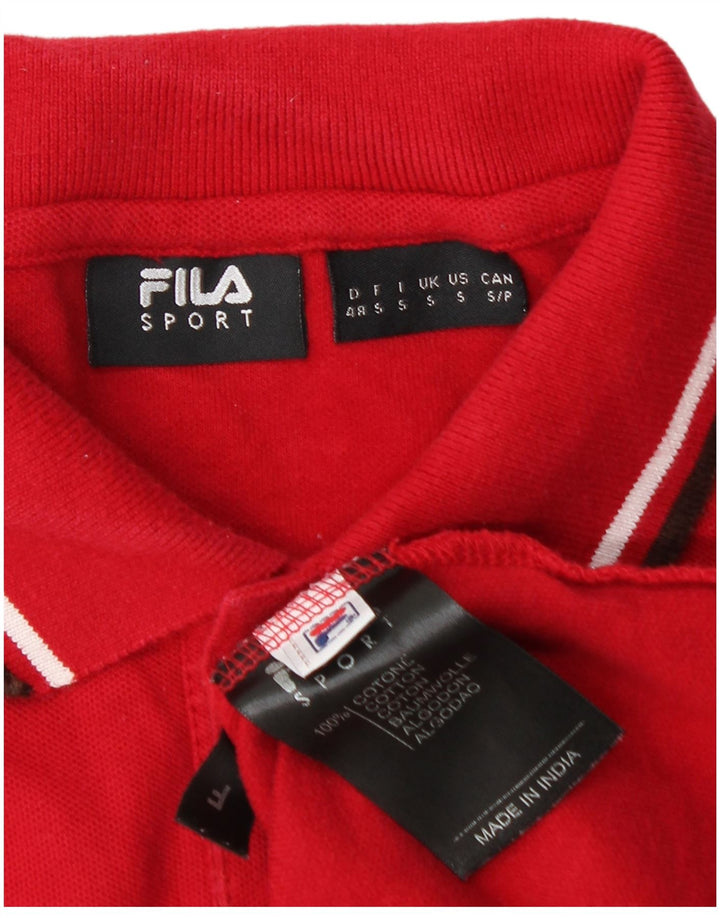 Fila Herren-Langarm-Poloshirt, klein, rote Baumwolle