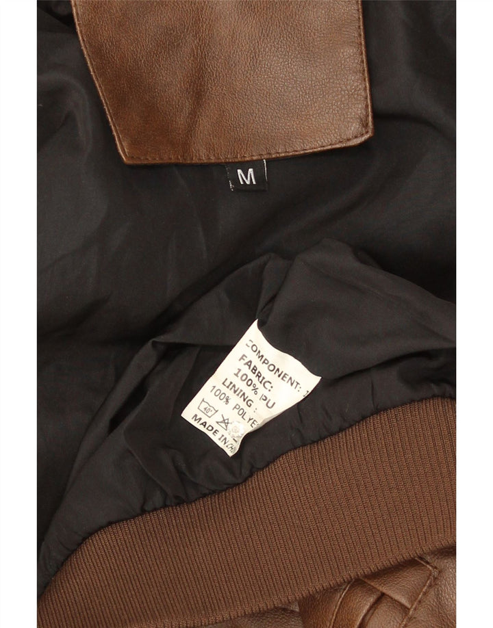 Vintage Herren Militär-Kunstlederjacke UK 38 Mittelbraunes Polyethylen