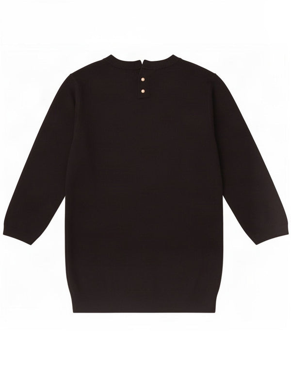 Zara Womens 3/4 Sleeve Boat Neck Jumper Sweater UK 8 Small Black Viscose