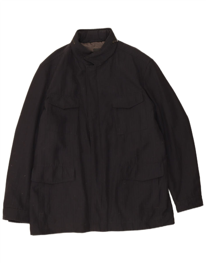 Hugo Boss Herren Windjacke IT 56 3XL Schwarze Schurwolle