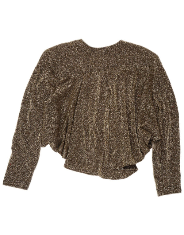 Vintage Damen Bolero Cardigan Pullover UK 14 Mittelgold meliert Acryl