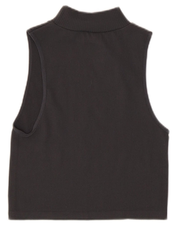 Zara Womens Crop Vest Top UK 12 Medium Grey Polyamide