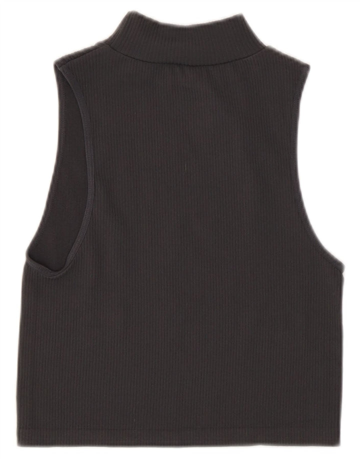 Zara Damen Crop Vest Top UK 12 Mittelgraues Polyamid