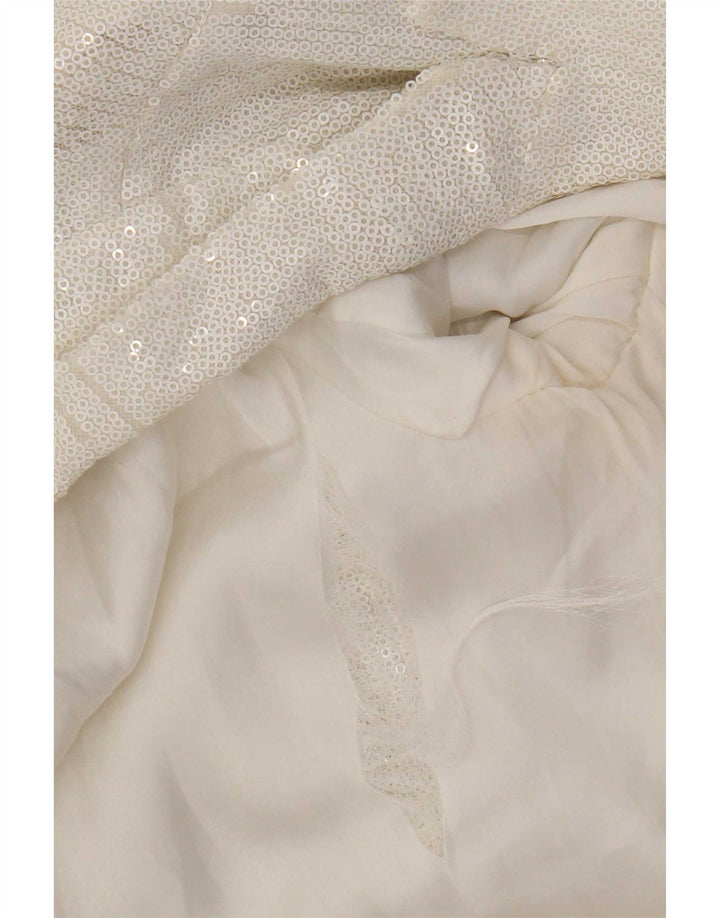 Zara Damen-Blazer mit 1 Knopf und Pailletten, Gr. 10, Weiß
