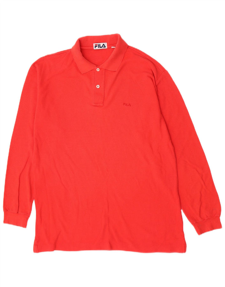 Fila Herren Langarm-Poloshirt IT 52 Große rote Baumwolle