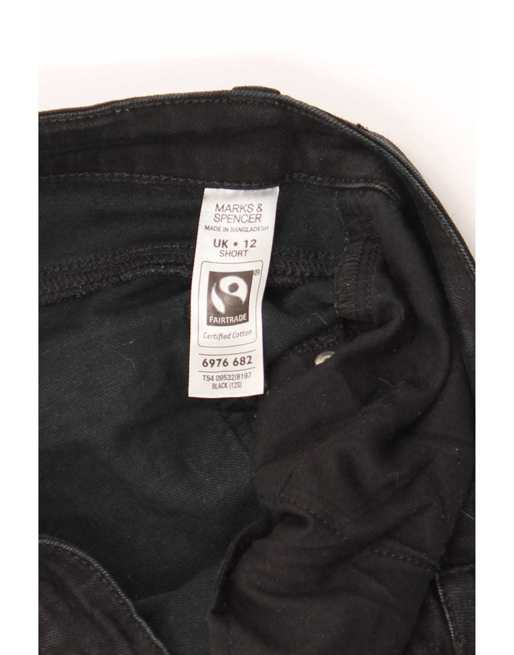 Marks & Spencer Damen kurze Bootcut-Jeans UK 12 Medium W34 L27 Schwarz