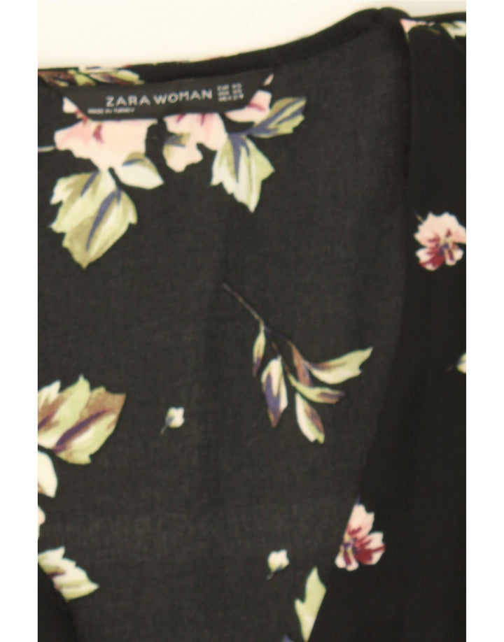 ZARA Womens Maxi Dress UK 6 XS Black Floral Polyester Vintage Zara and Second-Hand Zara from Messina Hembry 
