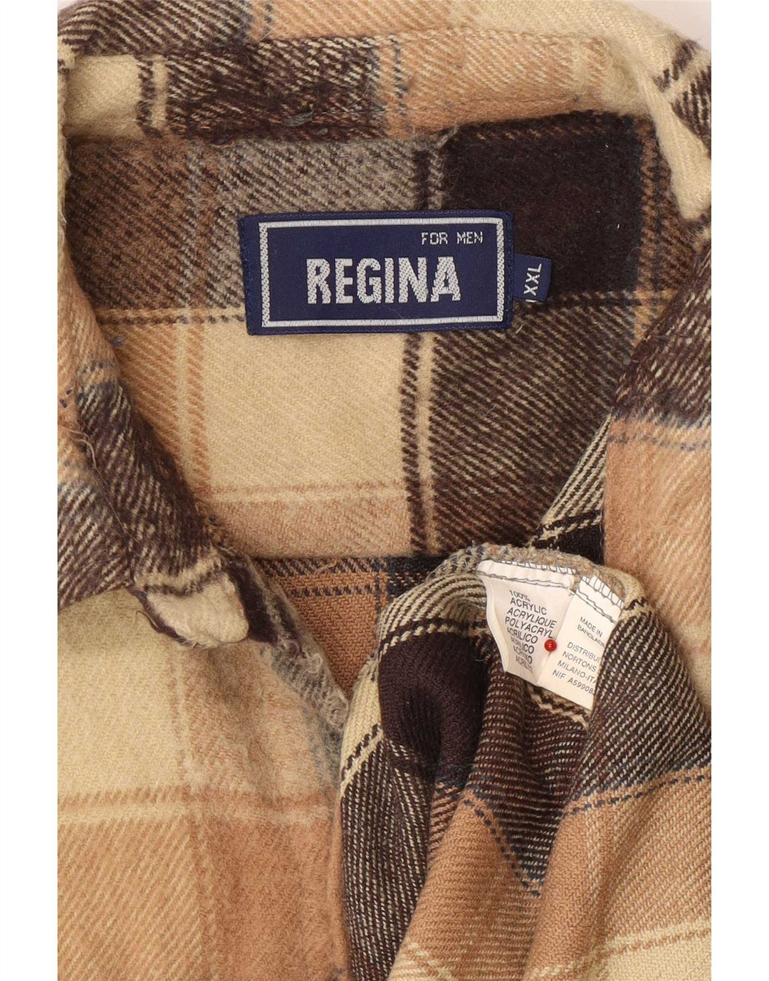 Regina Herren Flanellhemd 2XL Beige Karo Acryl
