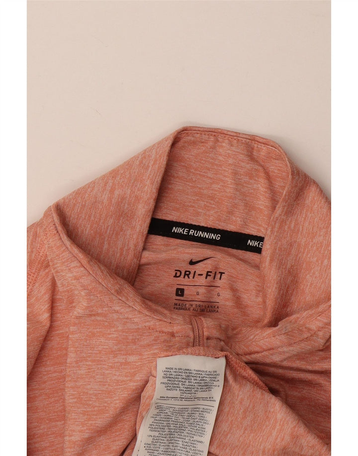 NIKE Damen Dri Fit Pullover-Trainingsanzugoberteil UK 16 Large Pink Meliert