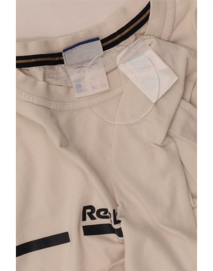 Reebok Herren-T-Shirt mit Grafik, Größe L, aus weißer Baumwolle