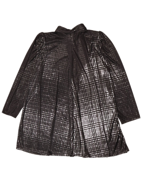 Neue durchsichtige Damen-Hemdbluse von Fast, EU 44, XL, schwarz kariertes Polyester