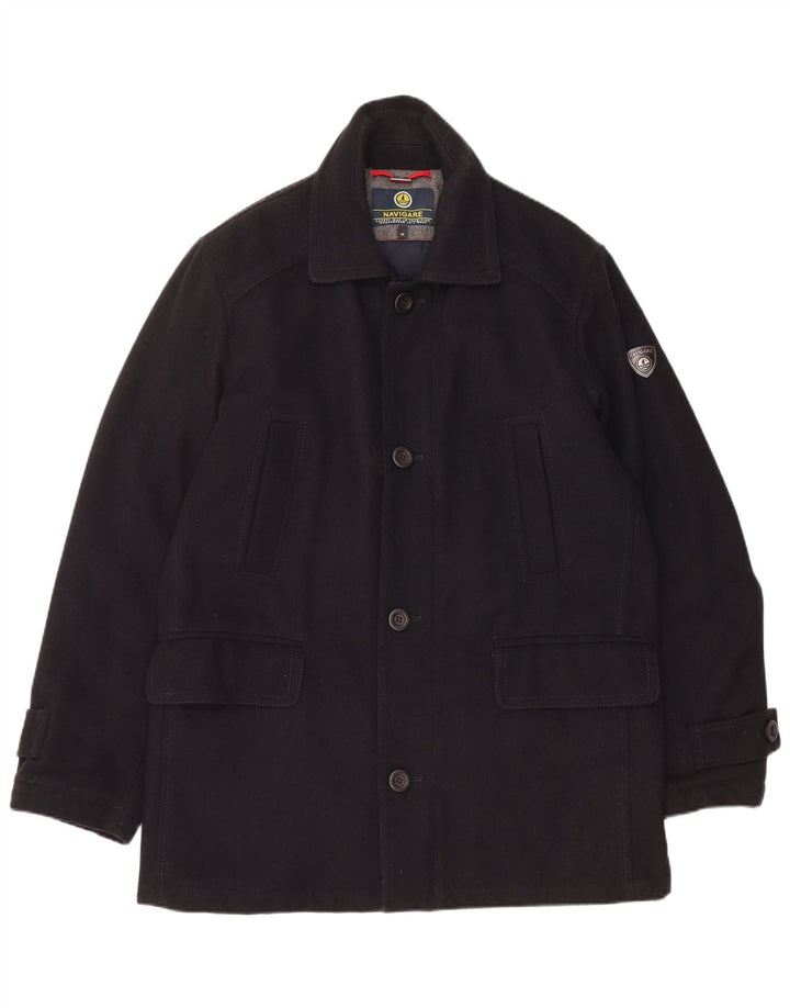 NAVIGARE Herrenmantel UK 38 Mittelschwarze Wolle