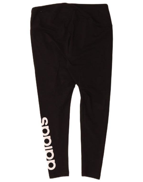 Adidas Womens Graphic Leggings UK 24/26 2XL Black Cotton
