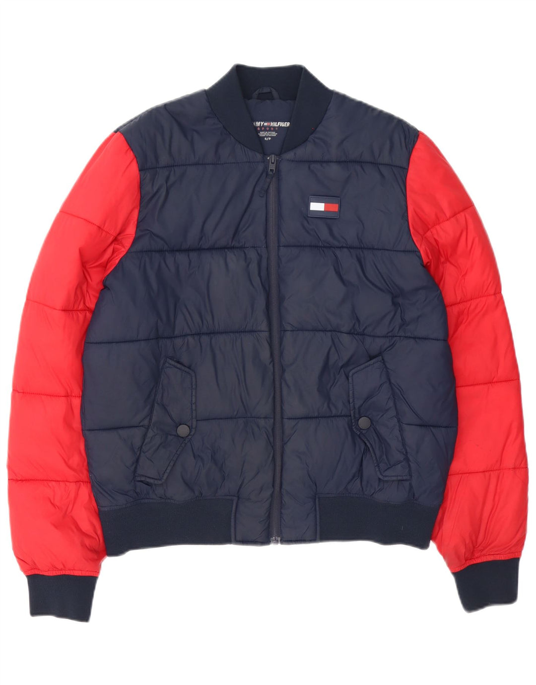 Tommy Hilfiger Herren Wattierte Jacke UK 36 Small Marineblau Farbblock
