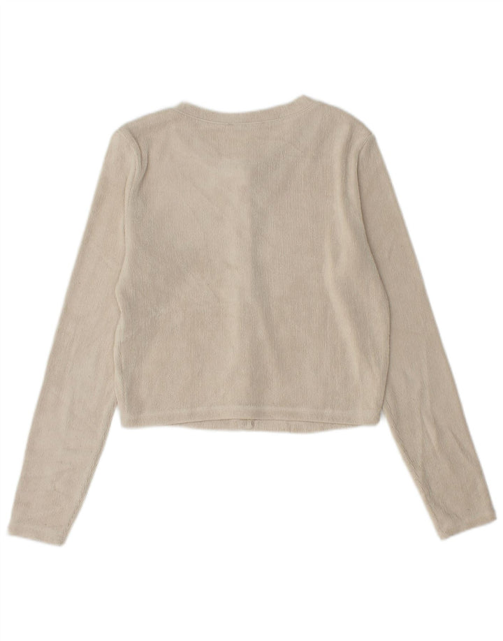 Zara Damen Crop Cardigan Pullover UK 12 Medium Beige