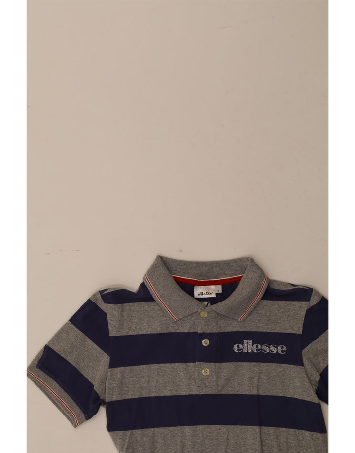 ELLESSE Mens Polo Shirt Small Grey Striped Cotton Vintage Ellesse and Second-Hand Ellesse from Messina Hembry 