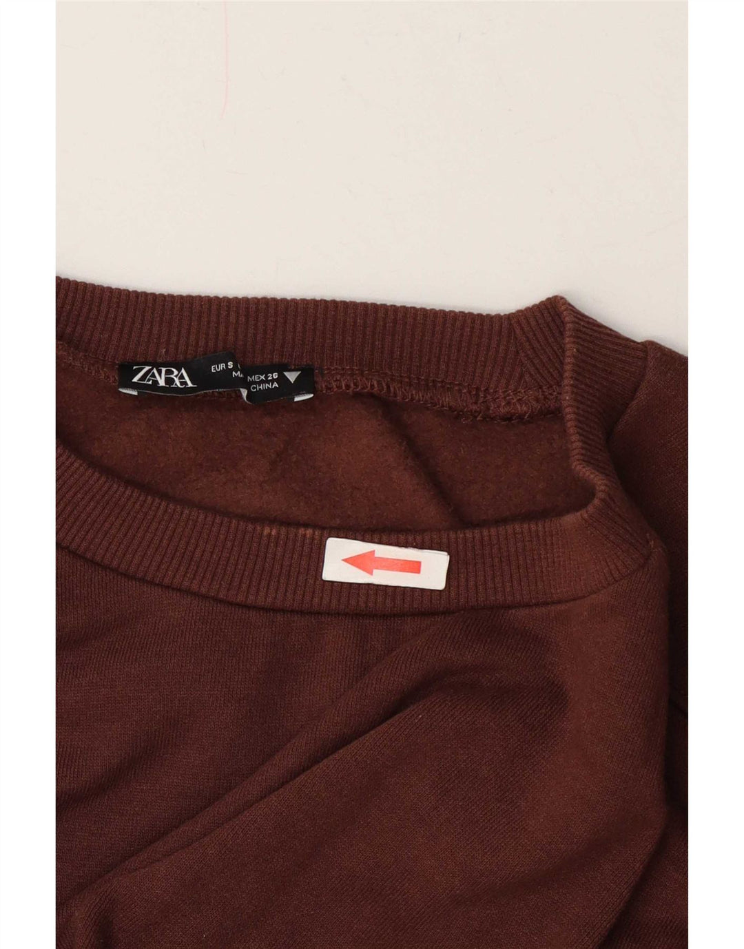 Zara Damen Crop Sweatshirt Pullover UK 10 Small Braun