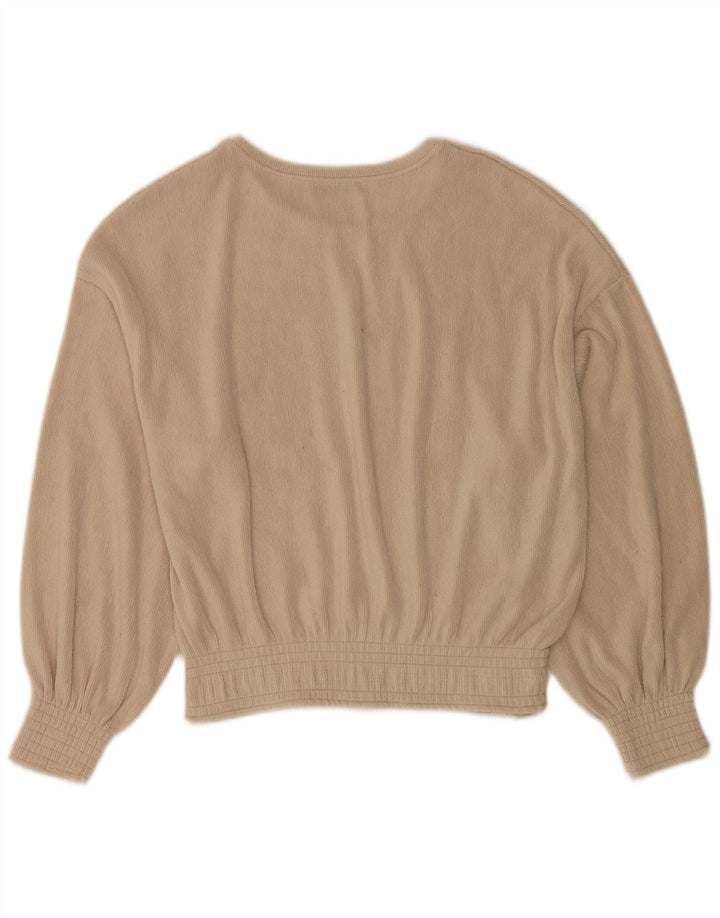 Zara Damen-Langarm-Oversize-Blusenoberteil, Größe S, Beige, Polyester