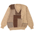 Vintage Herren Pullover mit V-Ausschnitt IT 48 Mittelbeige Colourblock-Wolle