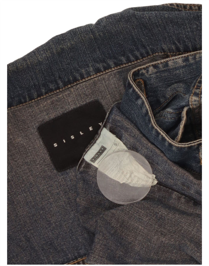 SISLEY Damen Jeansjacke UK 10 Small Blaue Baumwolle