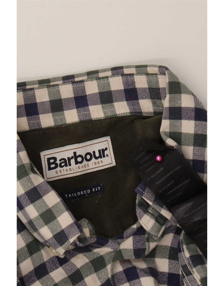 Barbour Tailored Fit Flanellhemd für Herren aus mittelblauer Gingham-Baumwolle