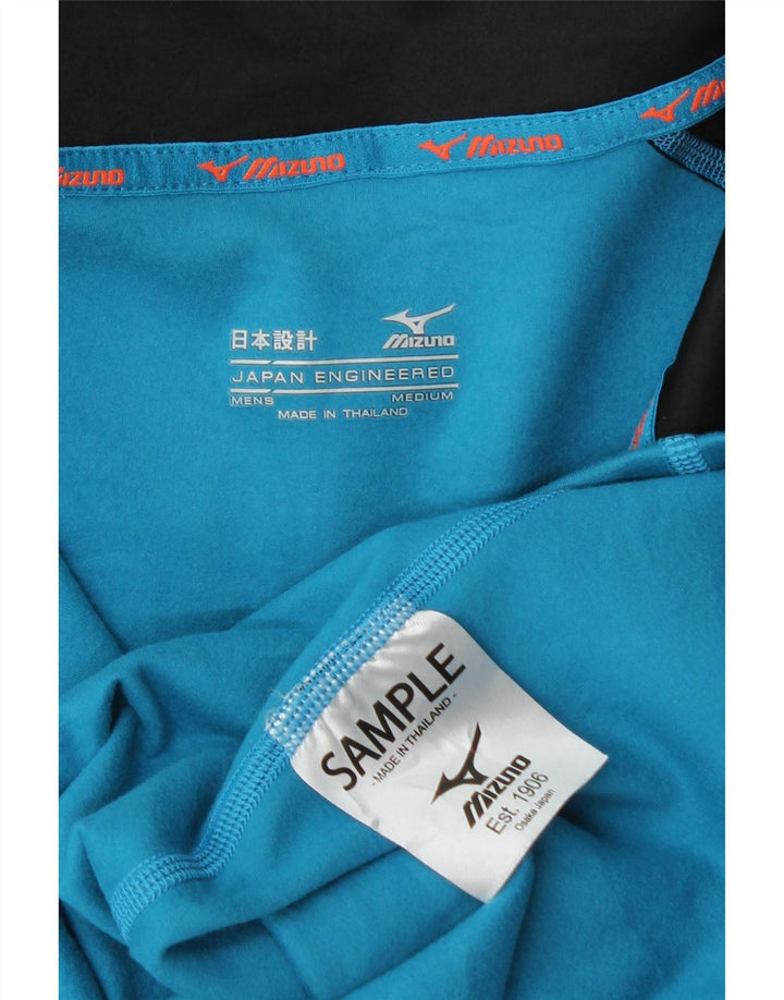 Mizuno Herren-Pullover-Trainingsanzugoberteil mit Reißverschluss am Hals, mittelblau, Farbblock