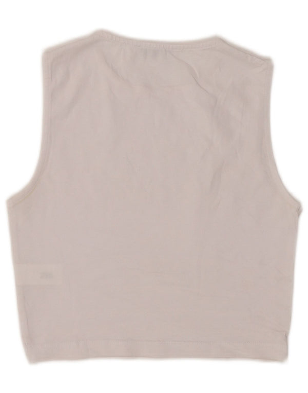 Zara Damen Crop Vest Top UK 4 XS Weiße Baumwolle