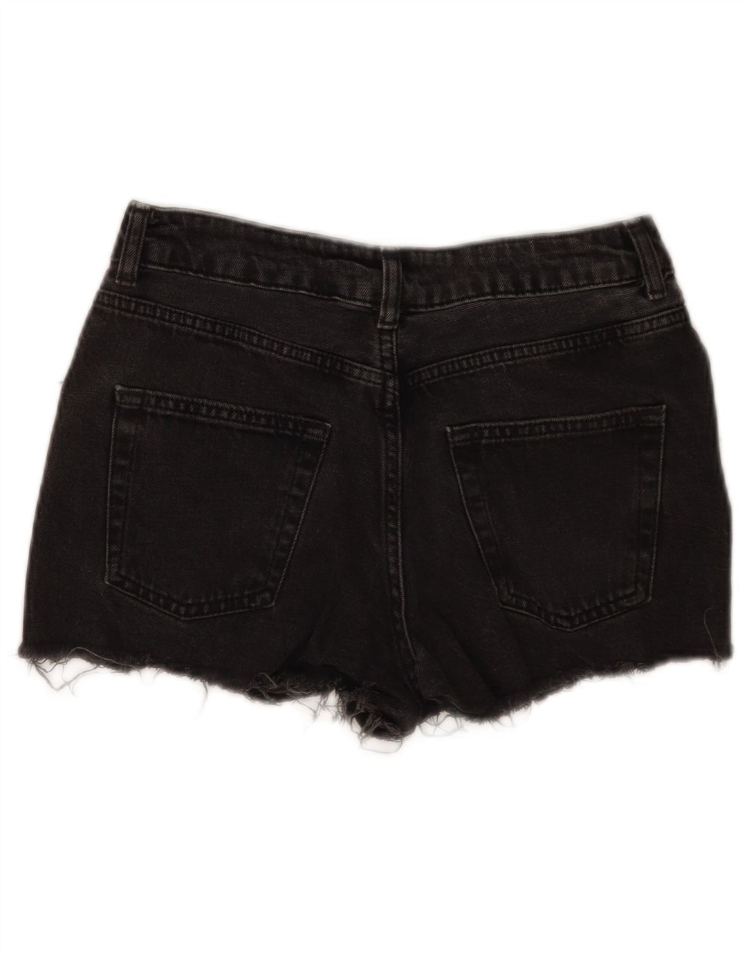 Topshop Damen Distressed Denim Shorts W26 Small Schwarz Baumwolle
