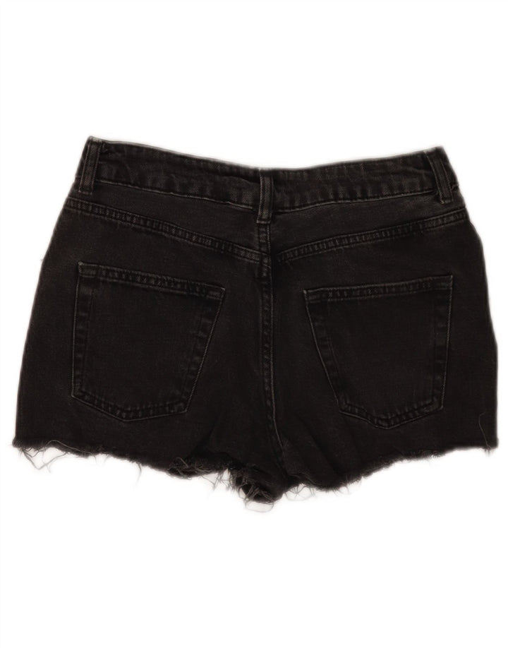 Topshop Damen Distressed Denim Shorts W26 Small Schwarz Baumwolle