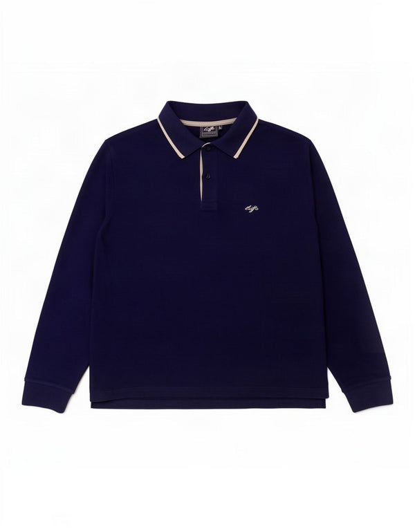 Lotto Herren-Langarm-Poloshirt XL aus marineblauer Baumwolle